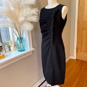 Calvin Klein Dress Black Ruffle Fitted Sleeveless Lined 6